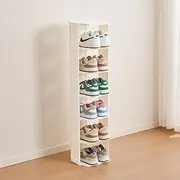 [UFORU] Small Shoe Rack, 7 Tier Plastic Vertical Shoe Rack for Small and Narrow Spaces, Free Standing Shoe Organizer for Closet, Entryway