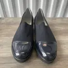 NIB Ara Brand Women’s Miriam Navy Fabric Patent Toe Shoes Flats Slip-ons NEW!