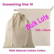 Bulk Calico Drawstring Bags Eco Drawstring Calico Bags S10 H25*W20cm 200-500