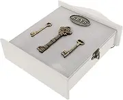 Ciieeo Rustic Wooden Key Organizer Box with Hooks Decorative Key Holder for Living Entryway Office Vintage European Design for Elegant Key Management and Storage
