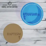 Baptism Cookie Cutter and Embosser - 6.5cm Round