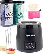 Freshine Waxing Kit, Digital Pro Wax Pot Kits Non-stick Warmer Heater, Hard Wax Beads Paperless Brazilian Depilatory for Eyebrow, Face, Body, and Leg Hair Removal for home or salon use Black (400g Wax Kit)