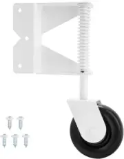 Left WHITE Swing Gate Wheel Caster Vinyl Wood Alu Gates Heavy Duty Spring Loaded