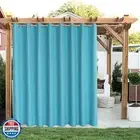 LORDTEX Linen Look Indoor/Outdoor Curtains, 105" W x 95" L, Teal, Set of 2 Pa