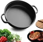 14" Cast Iron Fry Pan – Nonstick Wok Skillet with Lid & Handles for All Cooktops