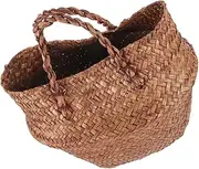 SOESFOUFU Woven Seagrass Storage Basket Hand Woven Plant Basket with Handles for Home Organizing and Flower Display Height