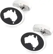 [Clinks Australia] Map of Australia Silver on Black Enamel Cufflinks