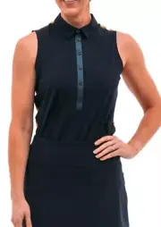Foray Golf Women's Sleeveless Printed Back Golf Polo- Pressed Floral-Small- NWT