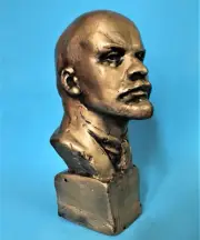 LENIN BUST 6" Golden VINTAGE STATUE SOVIET RUSSIAN FIGURE BOLCHEVIQUE Propaganda