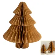 Paper Honeycomb Christmas Tree for Christmas Party Tabletop Home Hanging Decoration-Brown