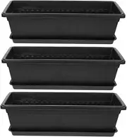 BESPORTBLE 3Pcs Rectangle Planter Box with Drainage Holes and Trays Plastic Window Box Planter for Patio Garden Porch Yard Home Decor