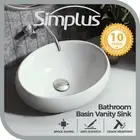 Simplus Bathroom Basin Vanity Sink Ceramic Above Counter Hand Wash Bowl Oval