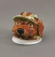 9959647-d Ens E. Bean Porcelain Paperweight Jagd-Hund With Tarn-Cap 11x10cm