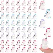 Barydat 60 Pcs Micro Unicorn Miniature Figurines Garden Tiny Unicorn Dollhouse Fairy Garden Accessories Moss Landscape Mini Resin Animals Cake Topper DIY Terrarium Crafts Ornament