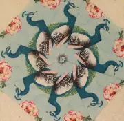 SALE! 16 9.5" Peacock #2 Stack 'n Whack Quilt Blocks*Kaleidoscope*SEWN
