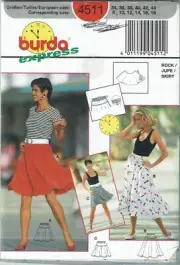 Burda Sewing Pattern 4511 Skirt Misses Size 34-44