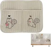 Crib Organizer | Cotton Baby Storage Bag,Nursery Organizers, Cot Caddy, Diaper Stacker, Bed Side Pouch for Baby Cribs