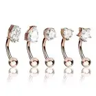 5 Pc Rose Gold CZ Curve Barbell Eyebrow Ring Lip Rook Daith Snug Piercing 16G