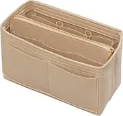 [DailyPlus] Purse Organizer Insert with Zipper Felt Bag Organizer Handbag Organizer Insert Bag In Bag Organizer with Key Chain for Tote Fits LV Speedy Neverfull Longchamp Rose XLarge (Small, Beige)