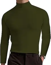 [Gsywaipei] Men's Solid Color Long Sleeve Pullover Winter Warm Male Slim Fit T-Shirts Half Turtleneck Casual Basic Sweater