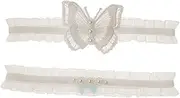 [BESTYASH] 1 Pair Elegant Lace with Bowknot and Pearl Ornament Comfortable Ring Decoration for Weddings and Special Occasions Unique Elastic Design Adorable Leg Loop Accessory for Brides
