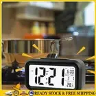 Temperature Alarm Clock LED Digital Backlight Calendar Snooze Clock (Black) .