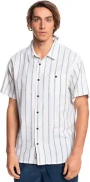 NEW Quiksilver Mens STOTT SURF Button Down Shirt REGULAR FIT WHITE BLUE S M L XL