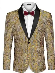 [COOFANDY] Mens Floral Tuxedo Jacket Paisley Shawl Lapel Suit Blazer Jacket for Dinner,Prom,Wedding