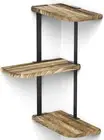 Love-Kankei Corner Shelf Wall Mount of 3 Tier Rustic Wood Floating Shelves