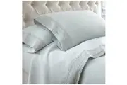 Kingtex 1500 Thread Count Crochet Lace Microfibre Sheet Set Double Ice Blue/Ice Blue