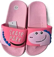 [FLA Europe] Girls Boys Summer Slippers Kids Dinosaur Bathing Slippers Lightweight Beach Sandals Bathing Shoes Bath Slippers, pink, 10 AU