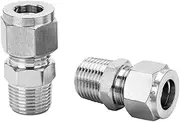 Pysrych 304 Stainless Steel Compression Fitting 1/4" Tube OD x 1/8" NPT Male Coupler Straight Adapter Connect with Double Ferrules Pack of 2
