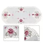 Floral Embroidered Oval Lace Tablecloth for Graduations and Celebrations