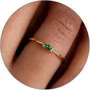 [KOHOTA] Dainty Gold Birthstone Rings for Women 14k Gold Plated Non Tarnish Thumb Stackable Ring for Teen Girls Mothers Birthday Gifts Engagement Wedding Promise Rings Gemstone Jewelry Band Size 6-10