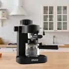 4-Cup Espresso Maker with Steam Frother for Cappuccino Coffee Brewing, Black