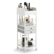 Costway Makeup Organizer Cart Skincare Trolley Cosmetics Display Cases Holder Perfume Hair Tools w/Drawers Wheels