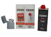Zippo Street Chrome Lighter + Cigarette Lighter Refill Fluid 125ml+Wick+Flints