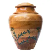 Handmade Wooden Urn Box Green Resin Urn Cremation Urn for Human Ashes Adult