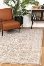 Micah Grey/Sky Blue Floral Rug