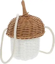 iplusmile Handmade Acorn Woven Basket Bag Retro Chic Crossbody Shoulder Handbag for Summer Lightweight Material Unique Design for Storage and Decorative Use