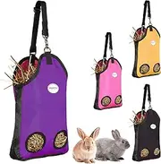 Majestic Ally Guinea Pig Hay Feeder - Strong Nylon Wire Mesh Ventilated for Small Animals - 4 Colors, 2 Sizes - Easy to Use (2 Holes 16" x 10" x 3", Purple)