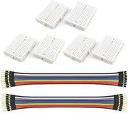 WWZMDiB 6Pcs SYB-170 Mini Breadboard White Breadboard Small Plates + Multicolored Dupont Wire 10pin Male to Male, 10pin Male to Female Breadboard Jumper Wires