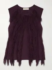 [Ulla Johnson] Ulla Johnson - Bonnie Fringed Stretch-knit Top - Purple - small small Purple