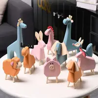 在飛比找momo購物網優惠-【JEN】北歐手工創意可愛動物陶瓷木腳工藝品居家裝飾擺飾(大