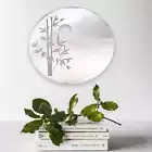 Round Etched Bamboo and Sun Shaped Mirrors with White Backing & Hooks