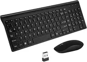 TEHAUX 2.4ghz Wireless Keyboard Mouse Set Ergonomic Silent Keyboard for Laptop Cable- Black