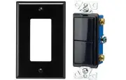 (10) Cooper 2-Switch 15-Amp Single Pole Black Indoor Rocker Light Switch & Plate