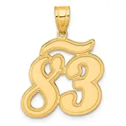14k Yellow Gold Brushed Border Script Number 83 Pendant