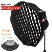 Triopo 90Cm Photo Portabe Bowens Mount Softbox W/ Honeycomb Grid K90 Octagon Umb