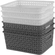 6-Pack Plastic Storage Baskets/Bins, Rectangle